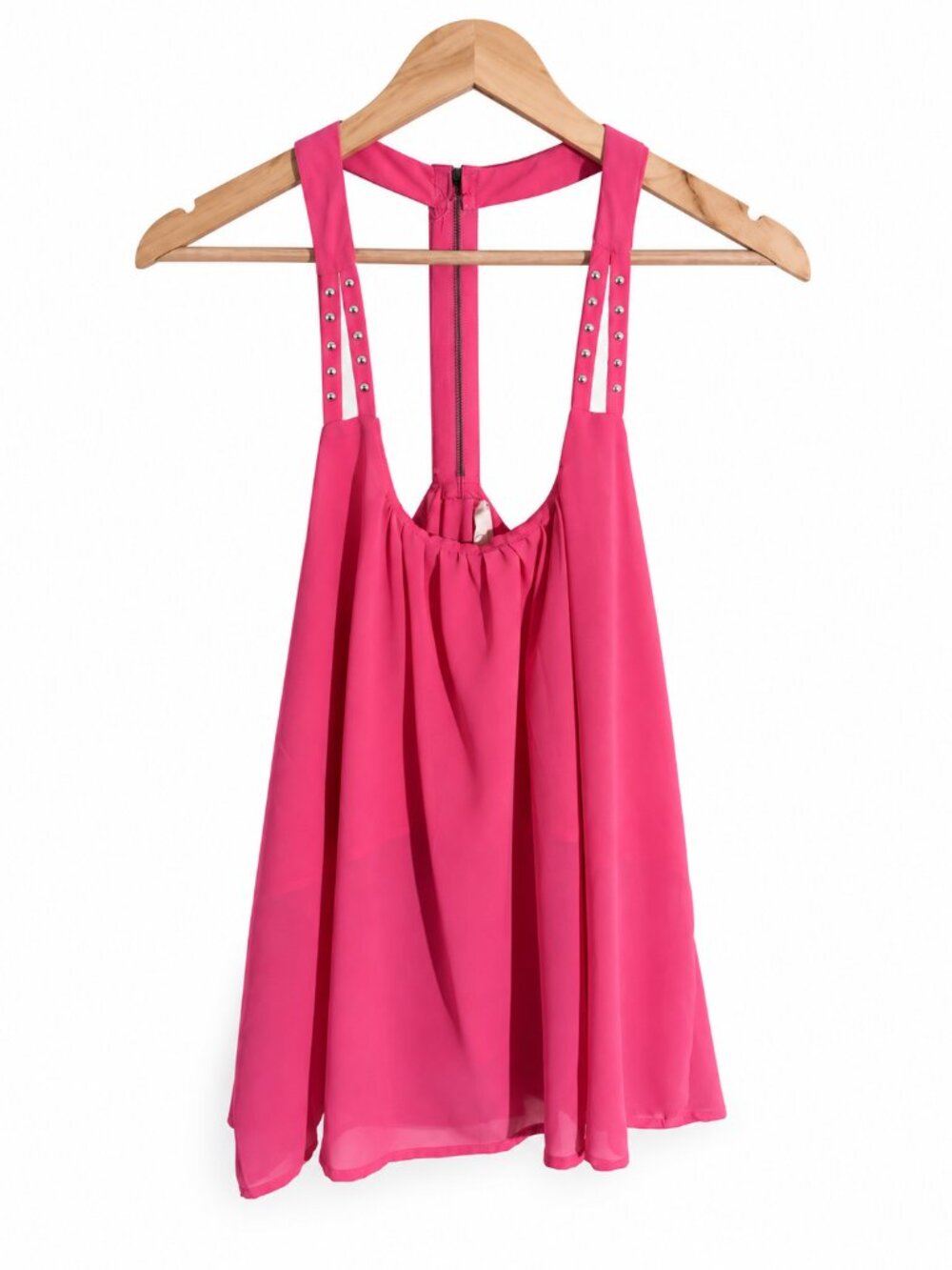 STORY Lot of 2 Women’s Open Back Chiffon Sleeveless Tops Pink Teal Size L